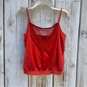 Bebe Vibrant Red Top with fringe